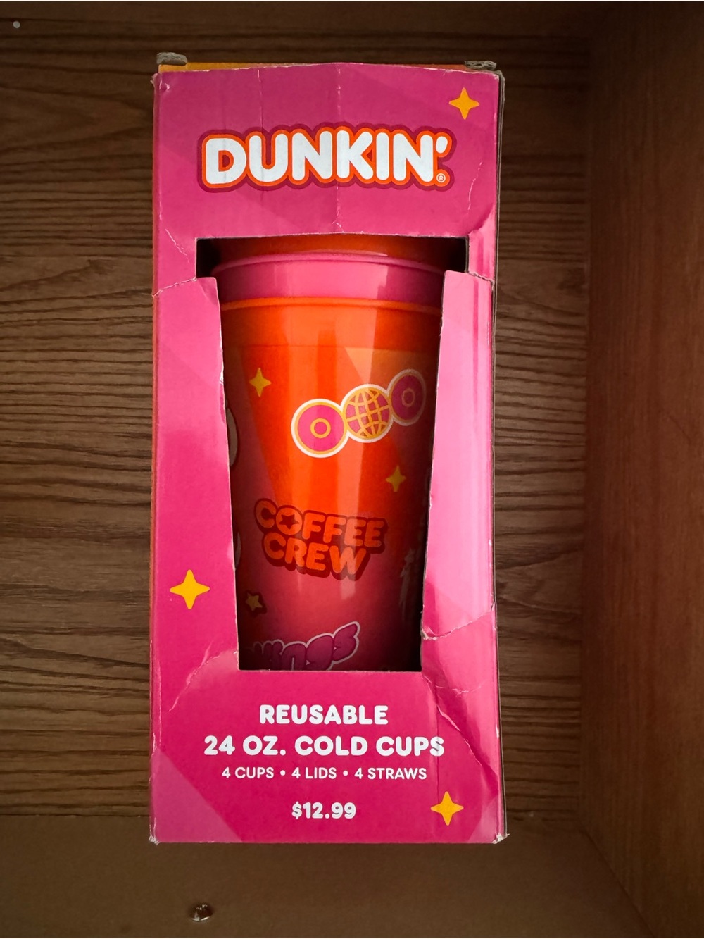 Dunkin' Reusable 24 oz Cold Cup - Orange with Pink Lid